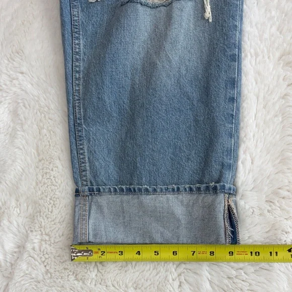 Isabel Vintage Maternity Distressed Blue Denim Capri Jeans with Panel,Size 16. - Picture 14 of 14